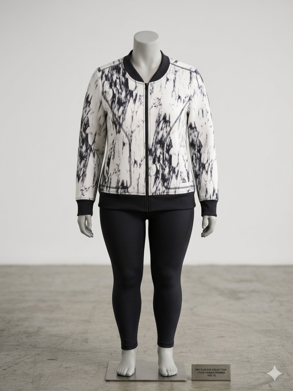 RBX Performance Women's Full Zip Track Jacket Abstract Black/White XL Poly